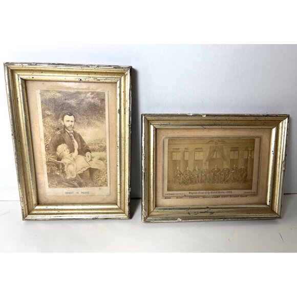Antique Photos in Frames Ulysses Grant  & The 1868 Supreme Court - Picture 1 of 6